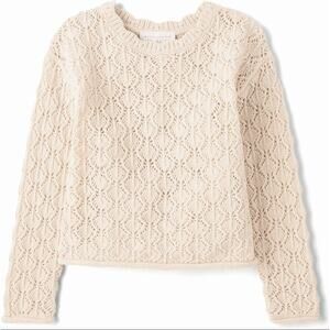 The Children's Place Cream Crew Neck Crochet Sweater Baby Girls Toddler Size 2T